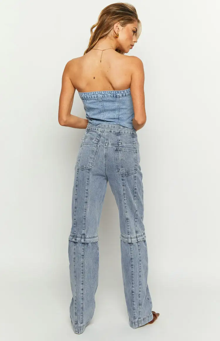 The Phoebe Mid Wash Denim Jeans to Jorts