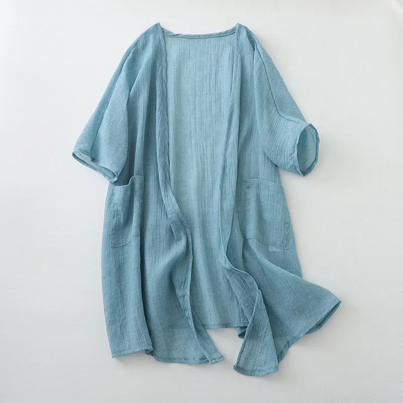 Summer cotton linen loose cardigan