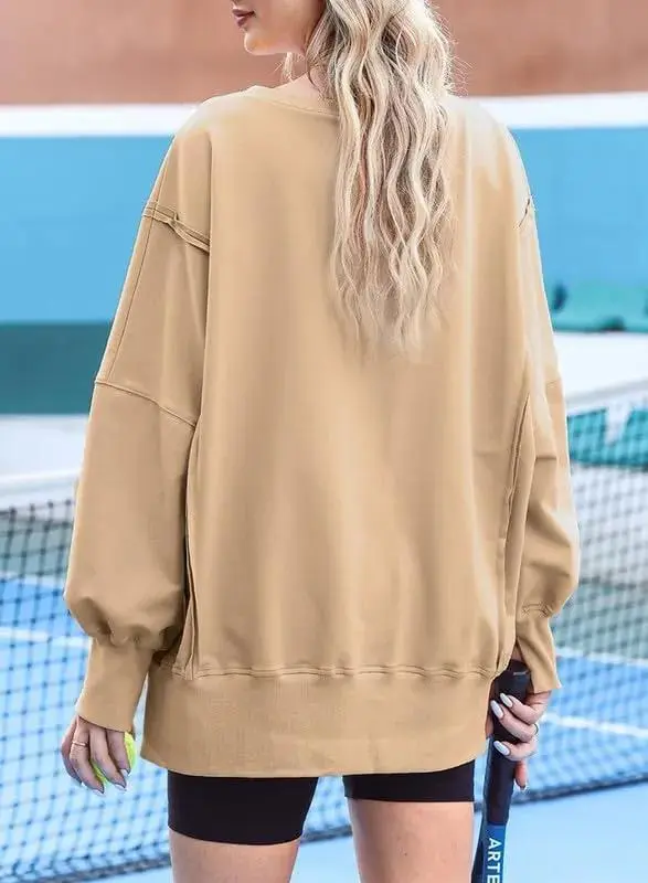 Oversized Reverse Seam Sweatshirt Long Sleeve Crewneck Pullover