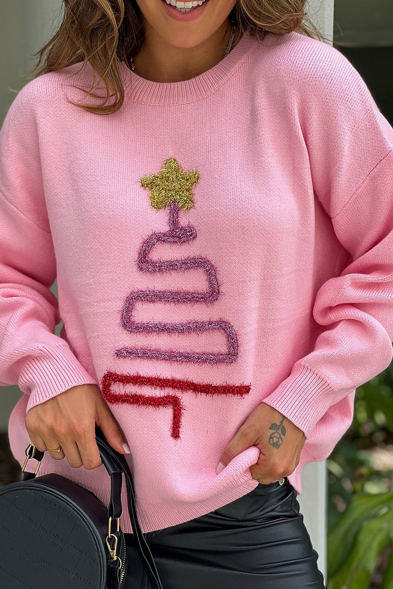 Pink Sparkly Christmas Tree Sweater