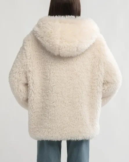 Shaggy Hood Fur Jacket - Ivory