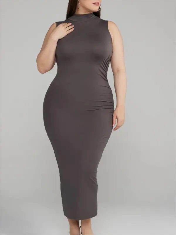 Mockneck Ruched Bodycon Dress