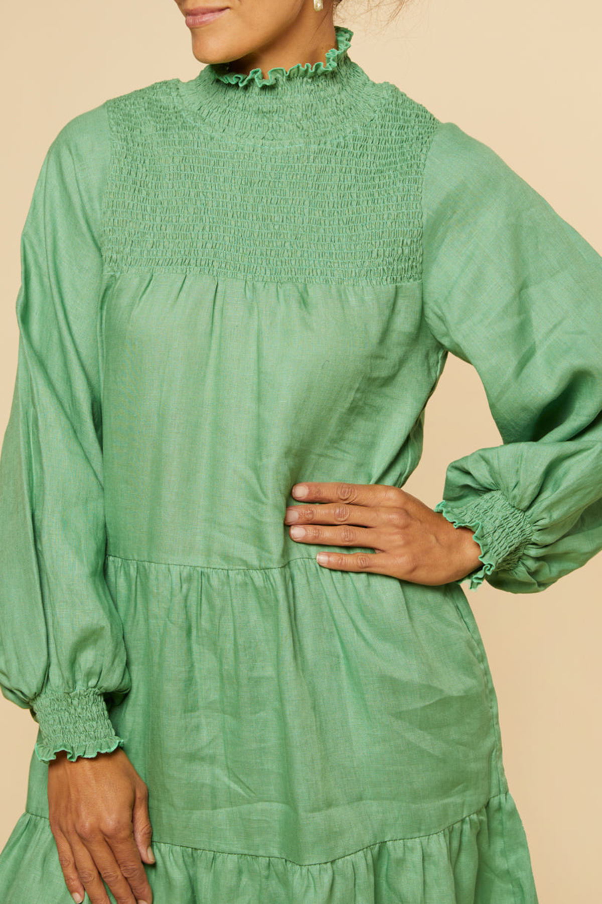 Lakey Long Sleeve Dress in Jadesheen