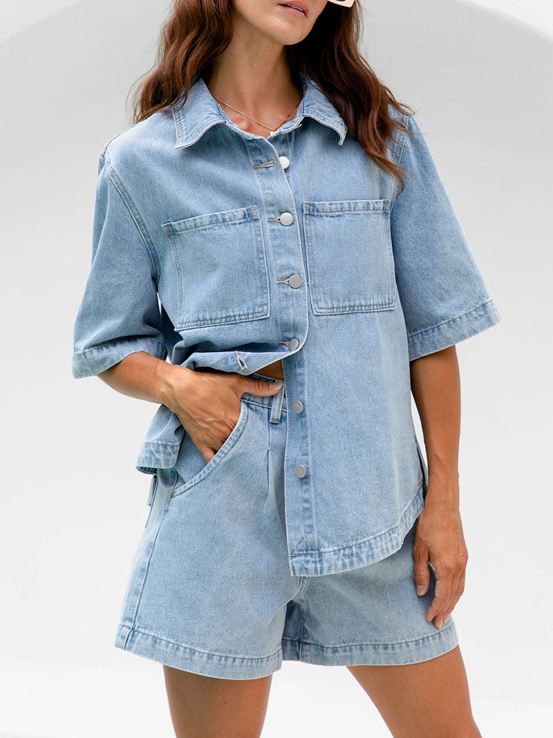 Oversized Denim Shirt  Light Wash