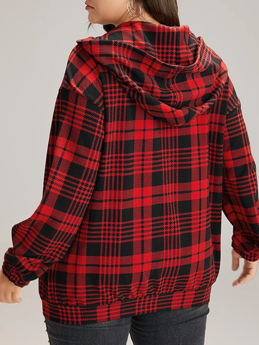 Red plaid hooded coat