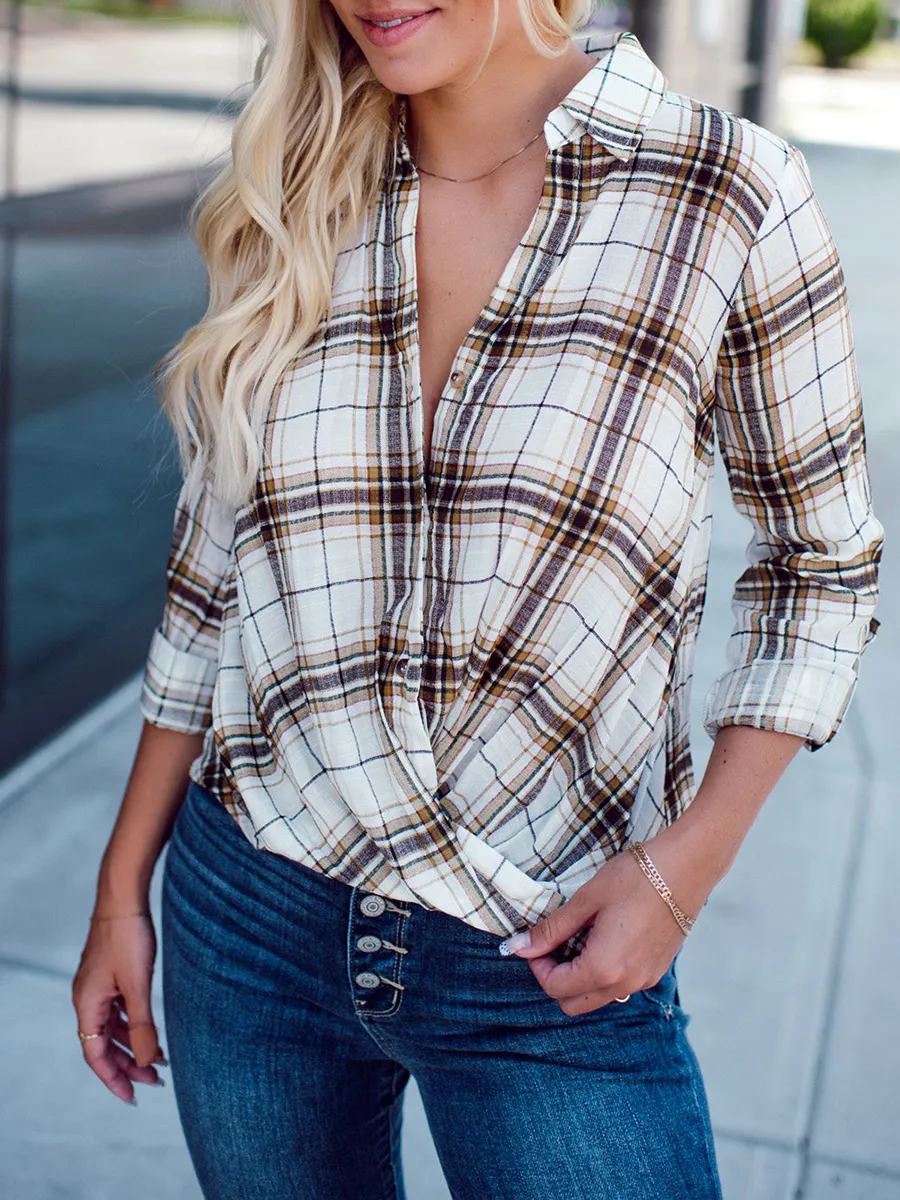 Women's checkered cross design shirt