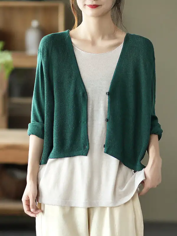 Urban Long Sleeves Knitting False Two Sweater Tops