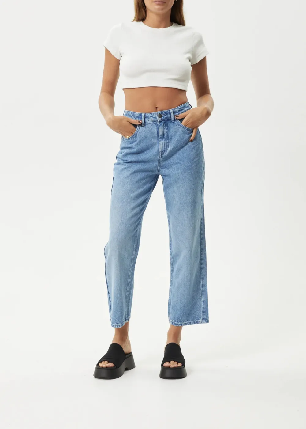 SHELBY - HEMP DENIM CROPPED WIDE LEG JEANS