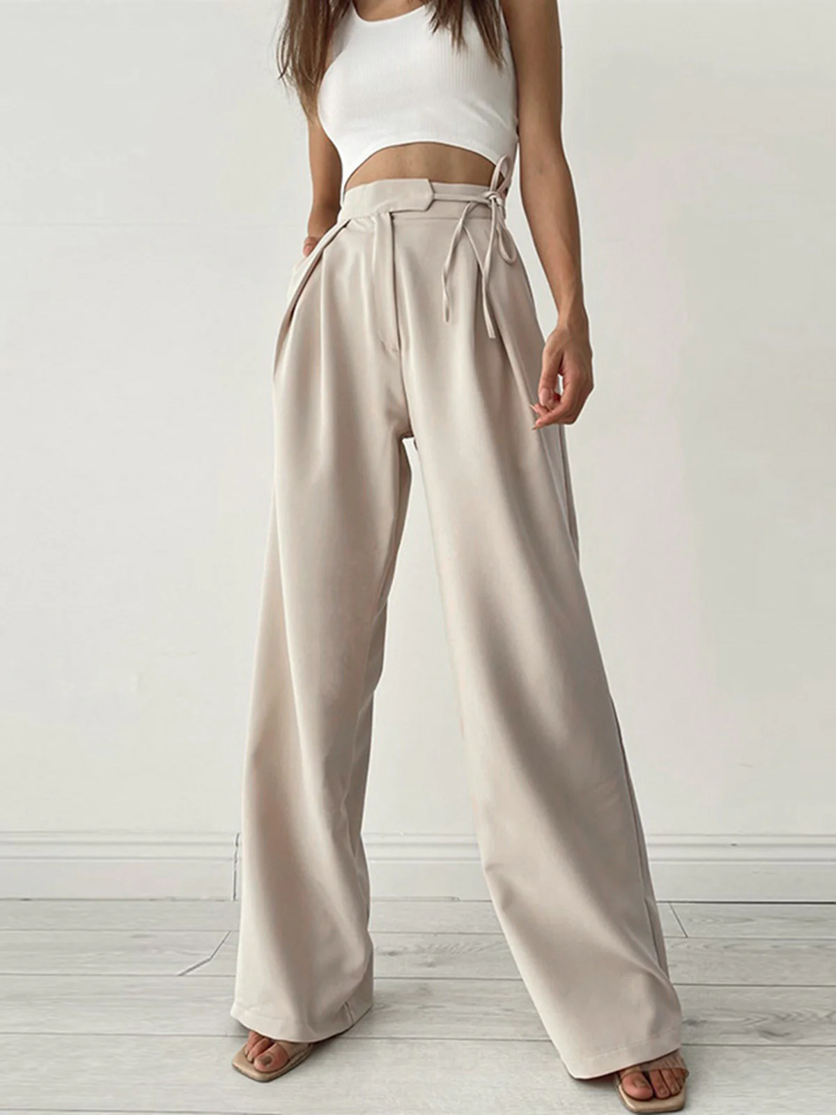 Palazzo Tied Wide Leg Dress Pants