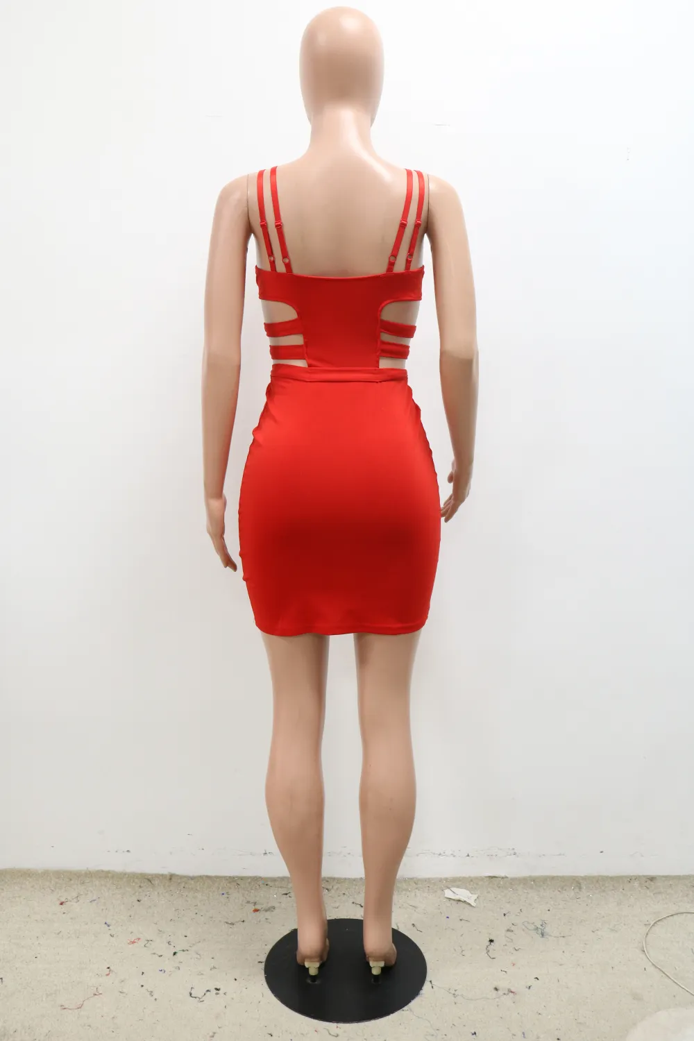 Women Summer Red Sexy Halter Sleeveless Solid Zippers Pencil Midi Dress