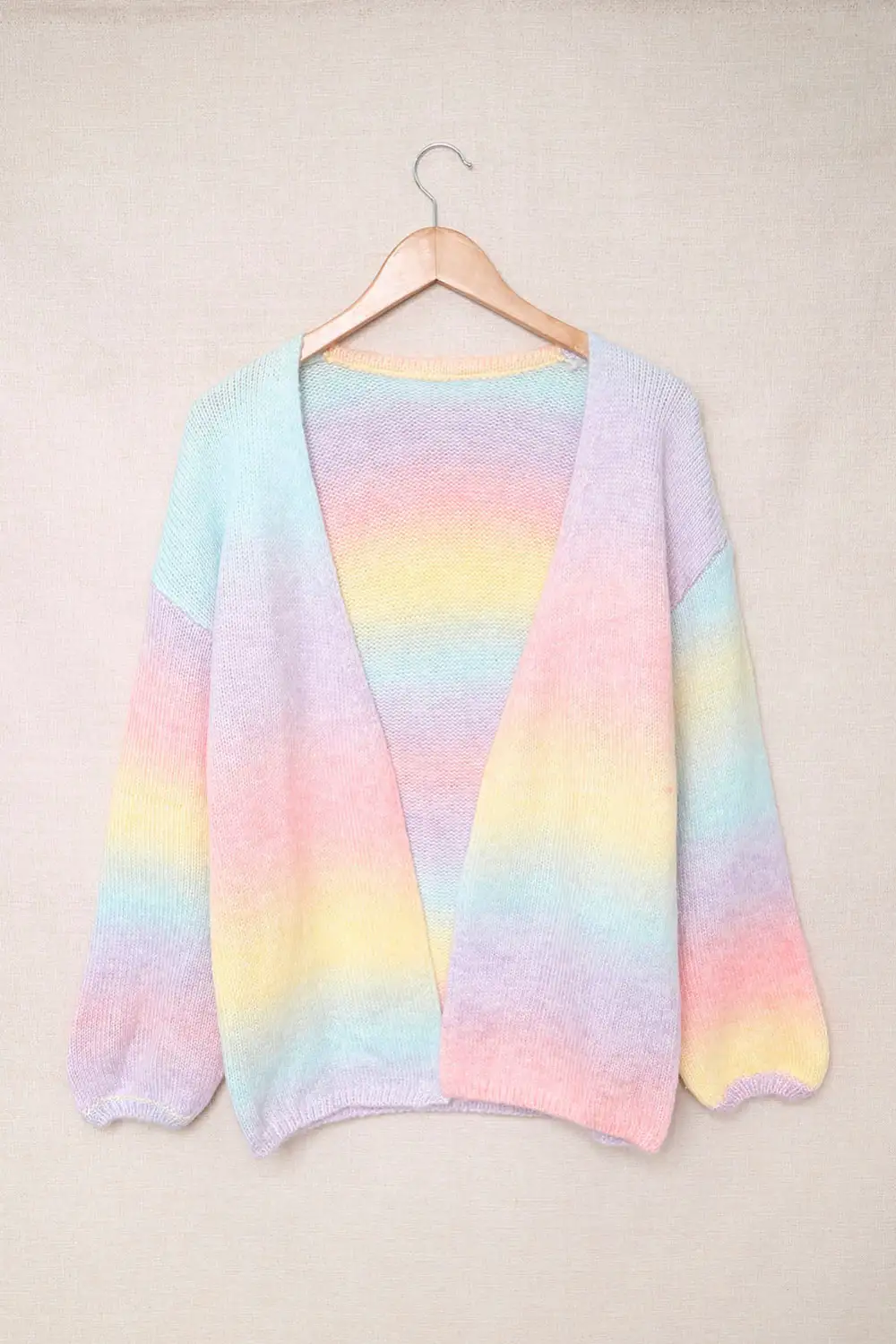 Multicolor Ombre Tie-Dye Drop Shoulder Cardigan