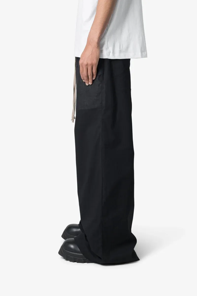 GAUZE LAYERED RAVE BLACK PANTS