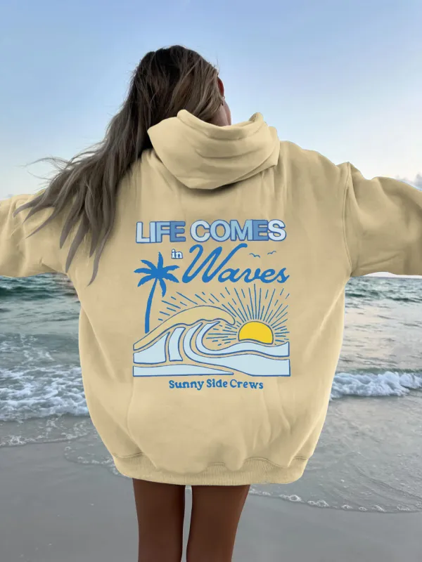 “Life Comes in Waves” Oversized Hoodie