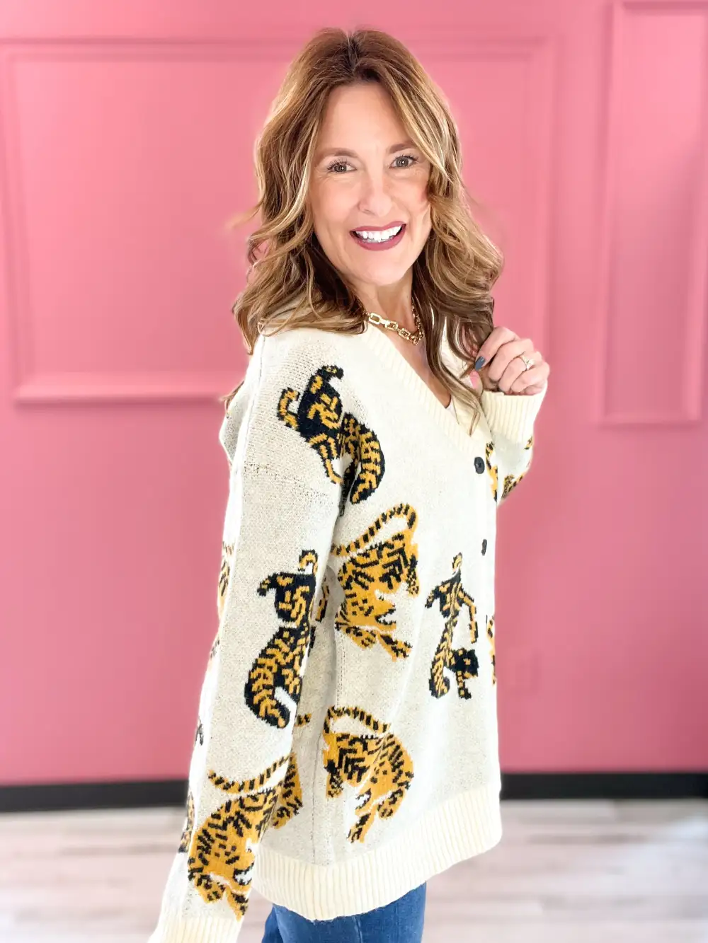 Animal Print Long Sleeve Cardigan