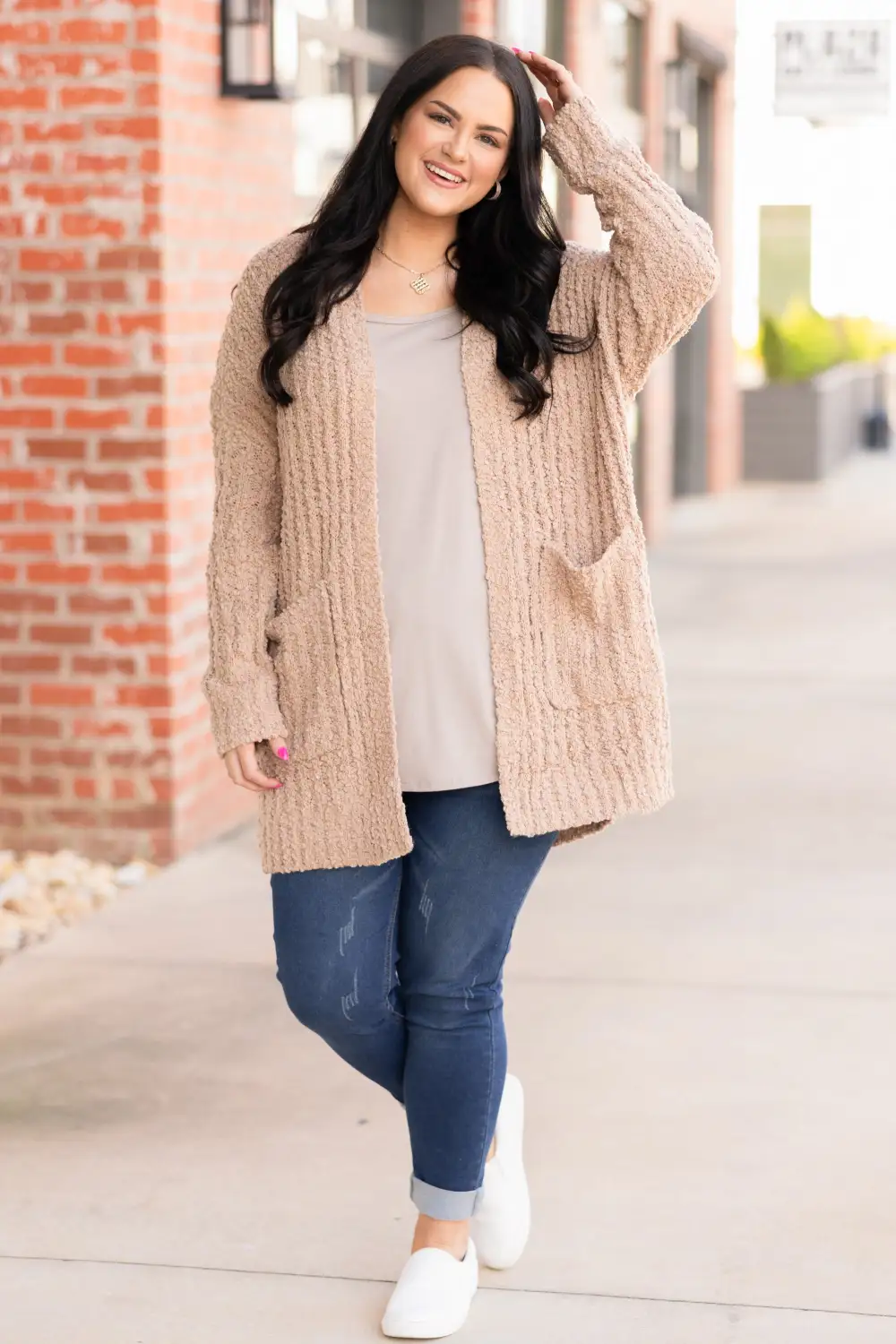 Snowed In Cardigan, Taupe