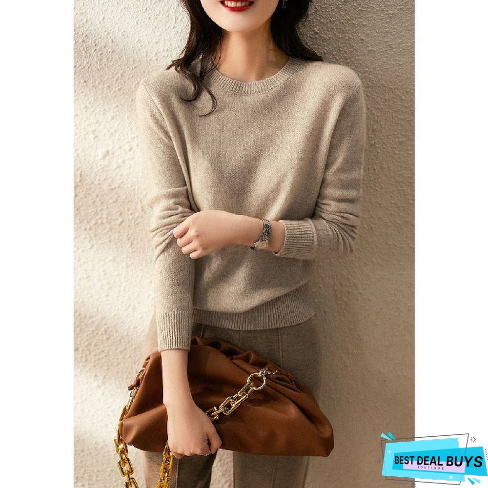 Loose Round Neck Pullover with Thin Knitted Bottoming Shirt