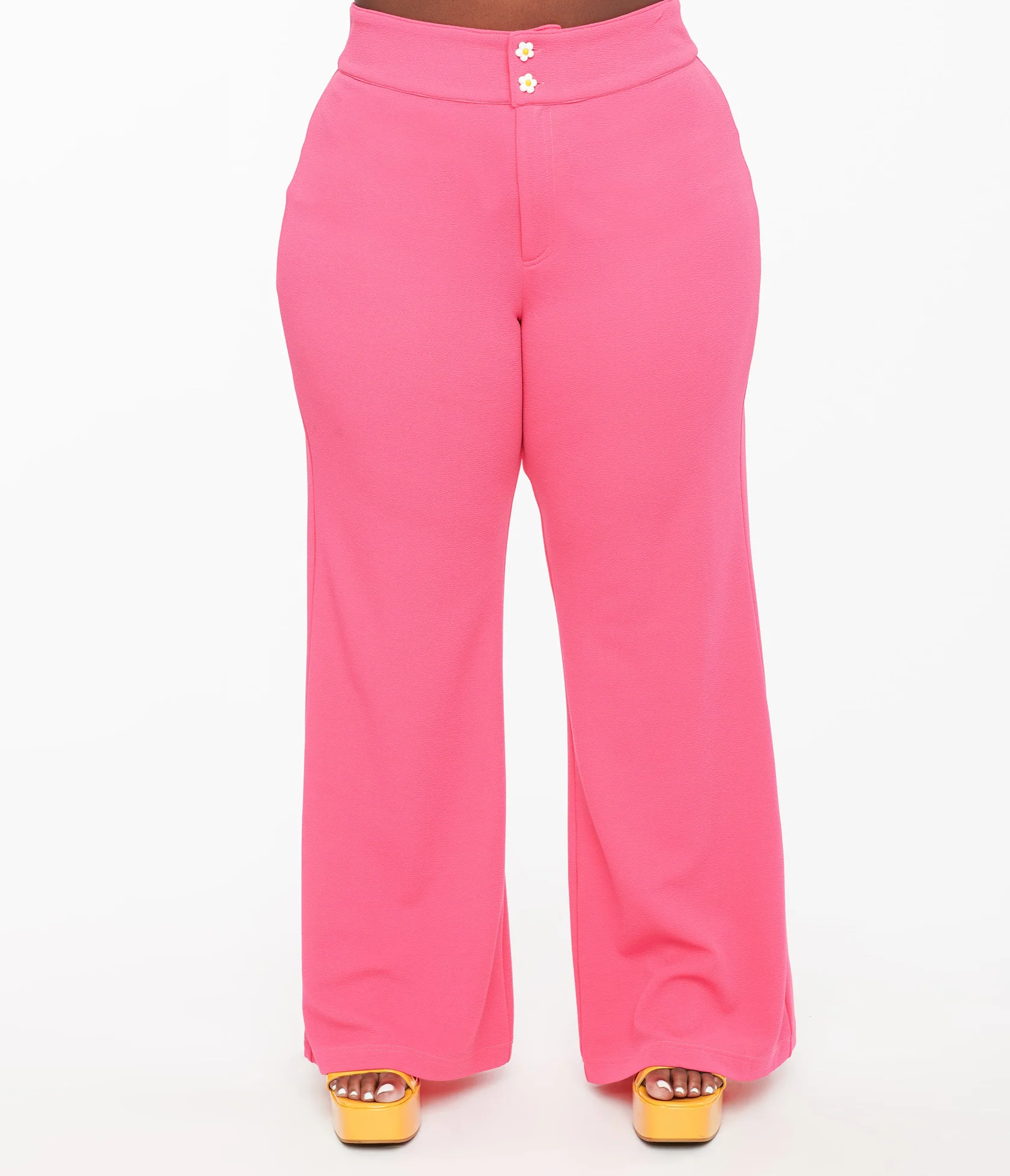 Smak Parlour Plus Size 1960s Hot Pink High Waist Flare Pants