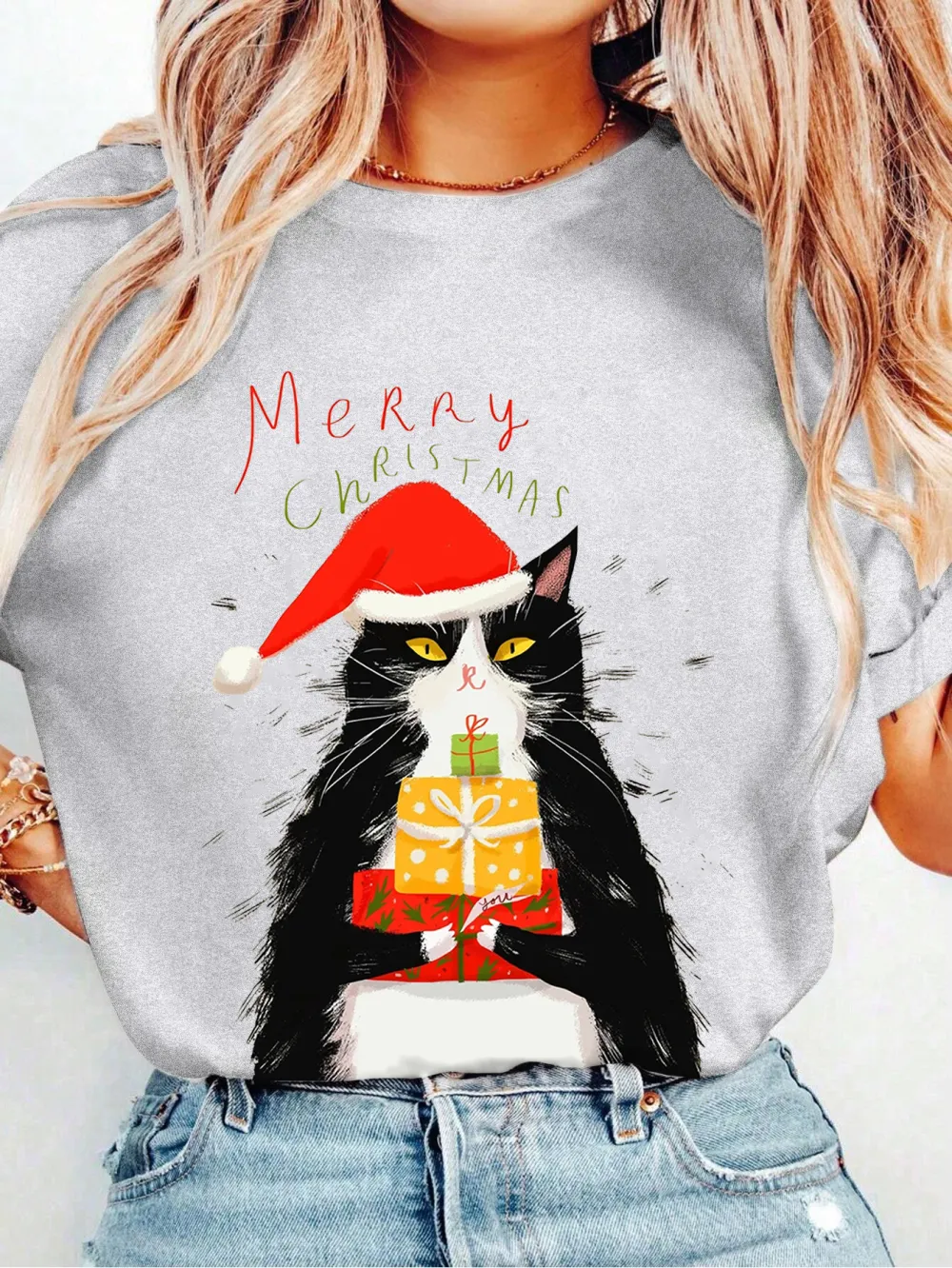 Kitty Santa Lady T-shirt