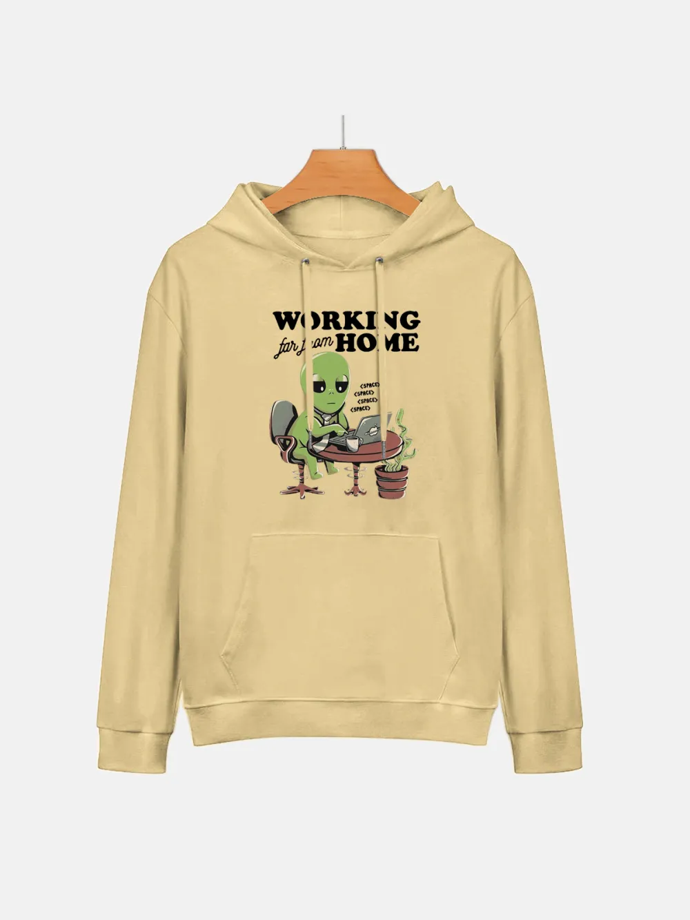 WORKING FAR FROM HOME PATTERN PRINTED HOODIE