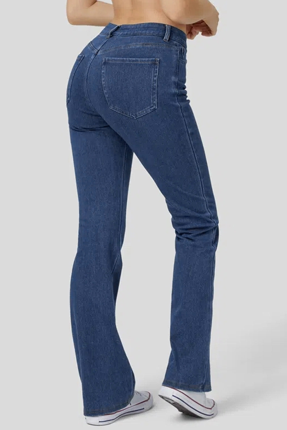 Mid Waist Stretchy Knit Casual Bootcut Jeans