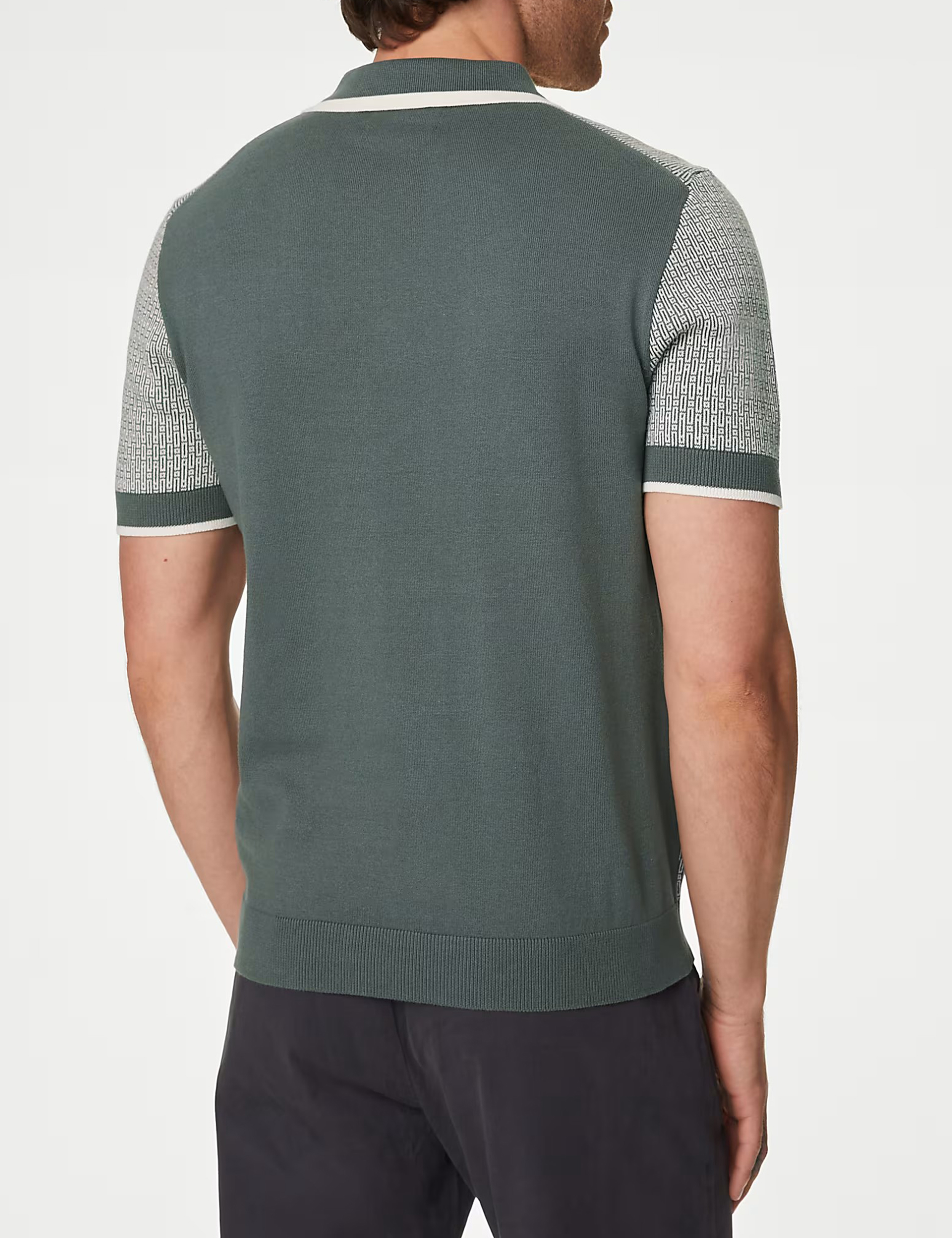 Casual Cotton Rich Geometric Knitted Polo Shirt