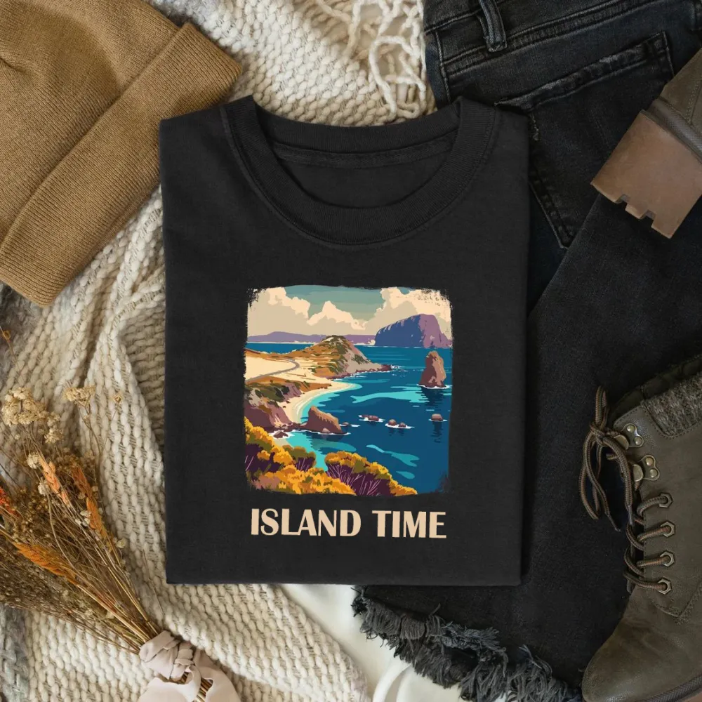 Women's Island Time Pattern Printed Tee