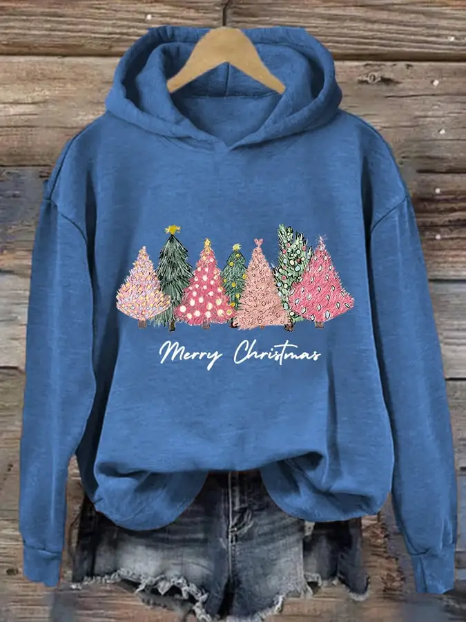 Women's  Merry Christmas! Christmas Tree Casual Hoodie