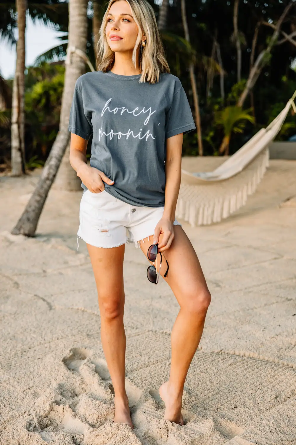 Comfort Colors: Honey Moonin' Denim Blue Graphic Tee