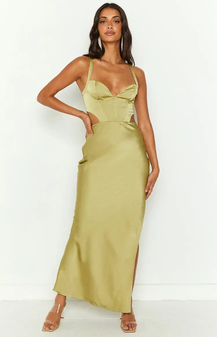 Sarah Green Corset Formal Maxi Dress