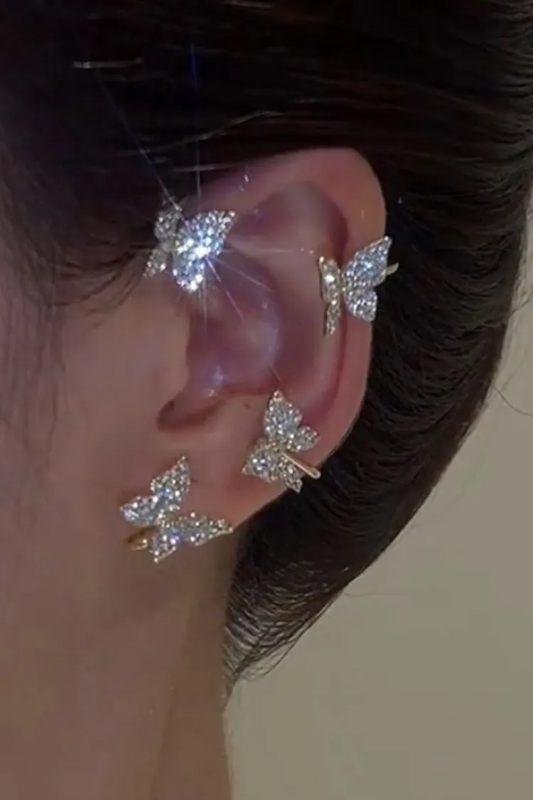 1pcs Full Rhinestone Butterfly Ear Climber