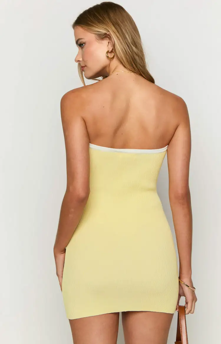 Kittie Yellow Strapless Mini Dress