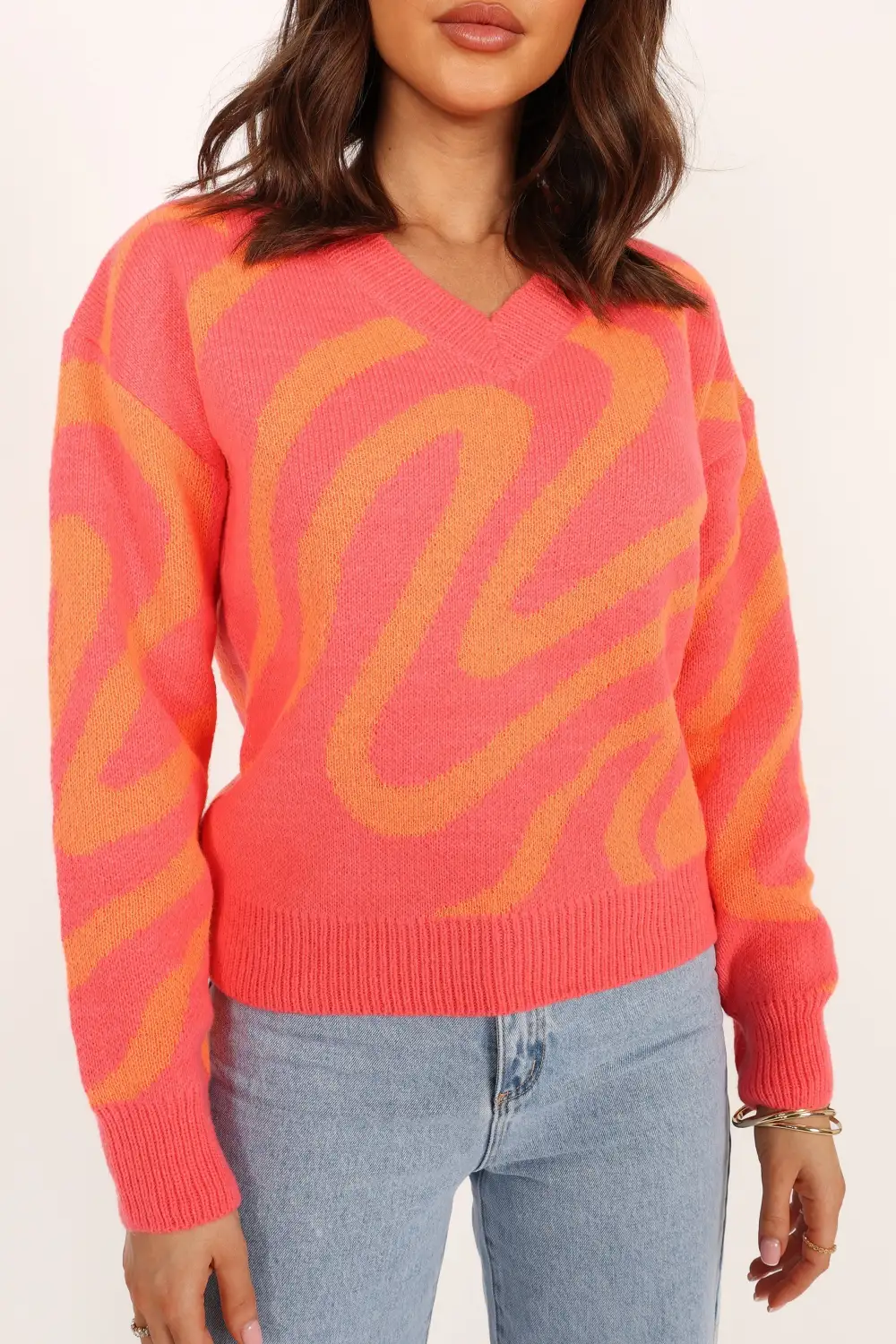 Rosalee Pattern Knit Sweater - Pink