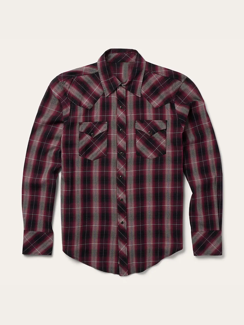 Red Marl Plaid Western Shirt