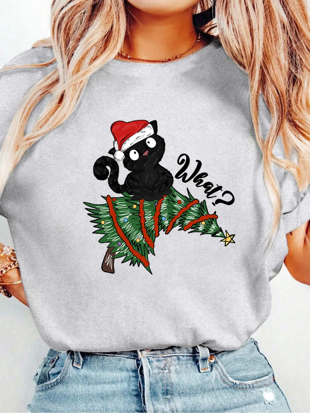 Kitty Santa Lady T-shirt