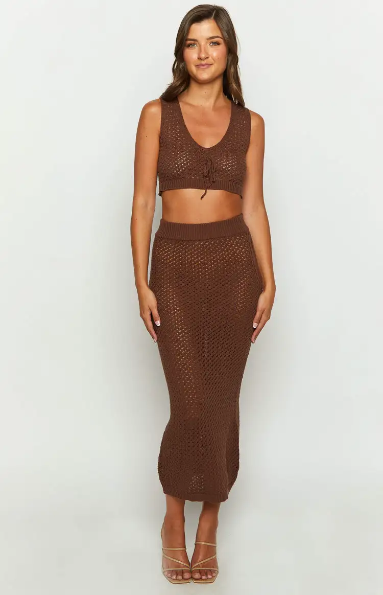 Jimmi Brown Knit Crop Top