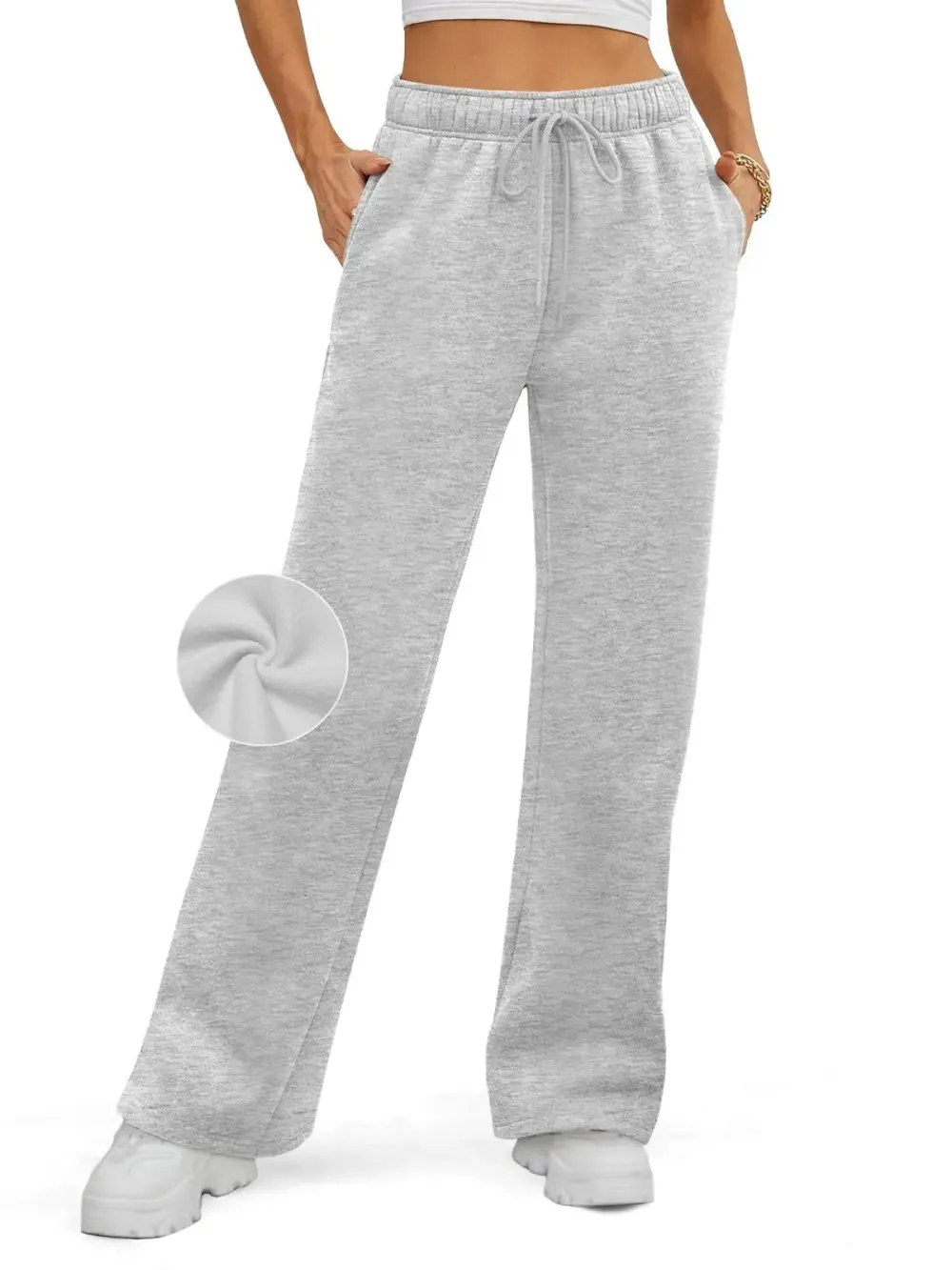 Baggy Sweatpant Fleece Lined Straight Leg Pants