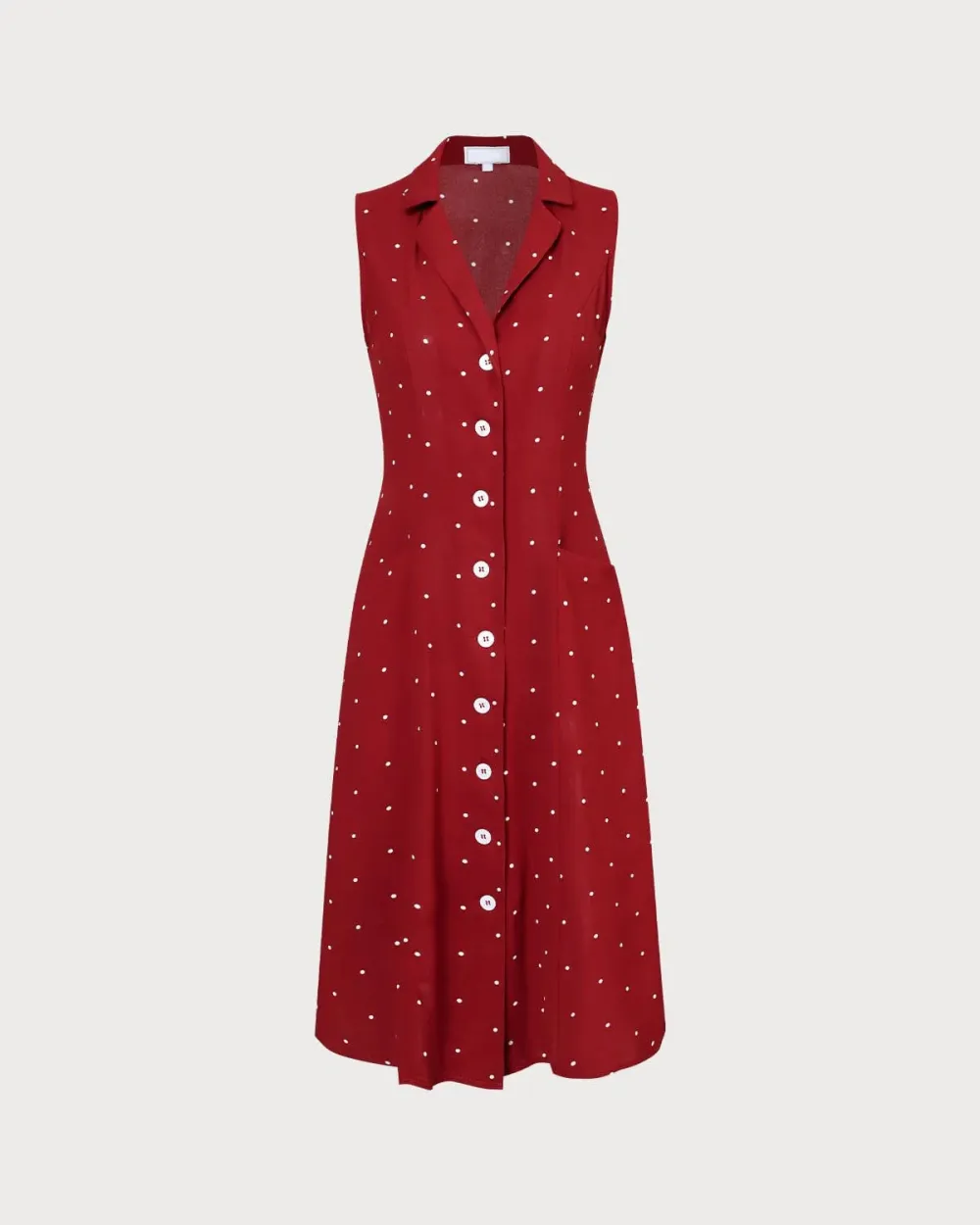 Red Sleeveless Polka Dot Dress