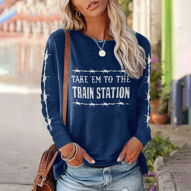 Take'Em To The Train Station Print T-Shirt