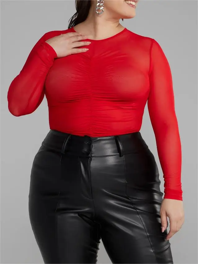 Ruched Mesh Top