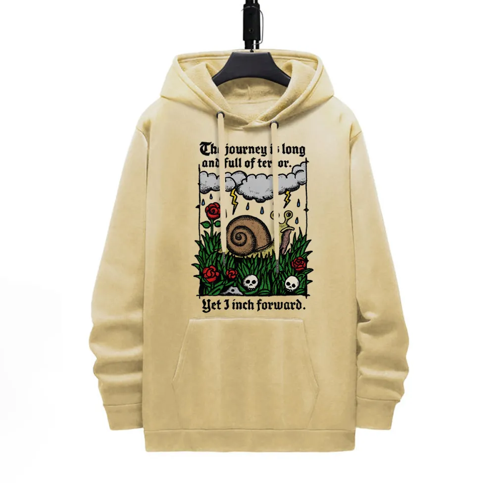 THE JOURNEY IS LONG PATTERN PRINTED HOODIE