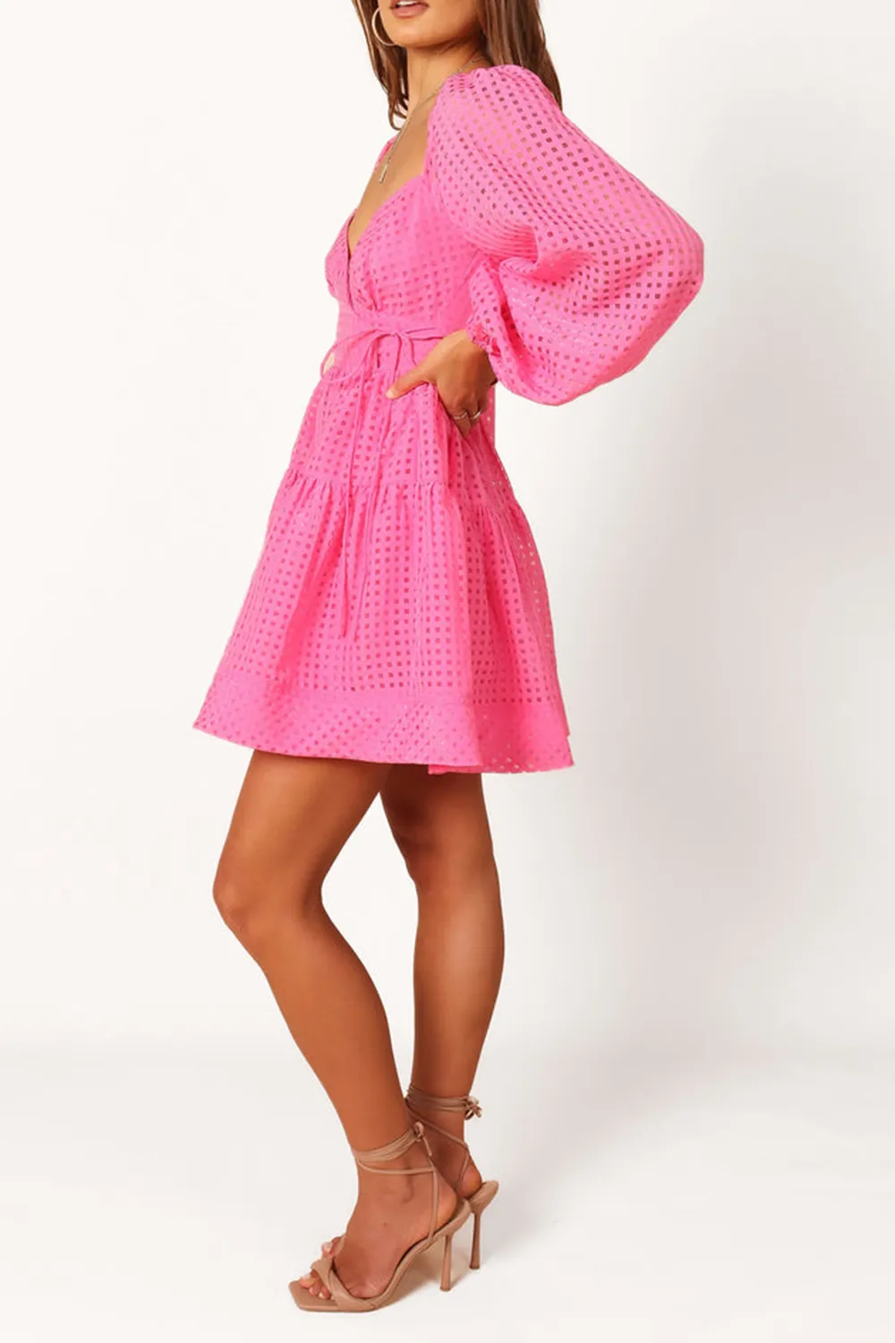 AUGUSTA LONG SLEEVE MINI DRESS - MAGENTA