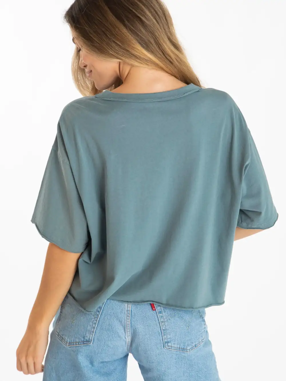 Oversized Cotton Boxy Tee - Slate Blue