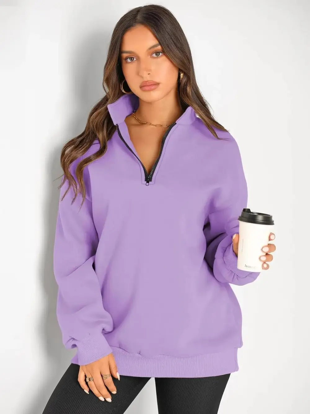 Oversized Sweatshirts Half Zip Pullover Long Sleeve