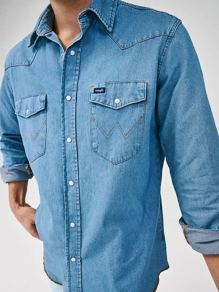 COWBOY CUT® LONG SLEEVE WESTERN DENIM SNAP WORK SHIRT IN DARK DENIM