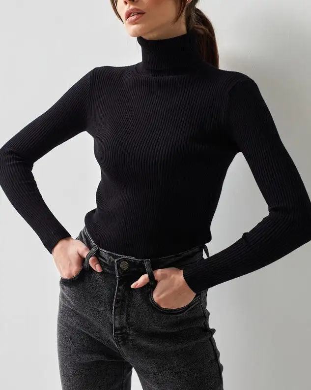 Versatile Essential Turtleneck Knitted Sweater