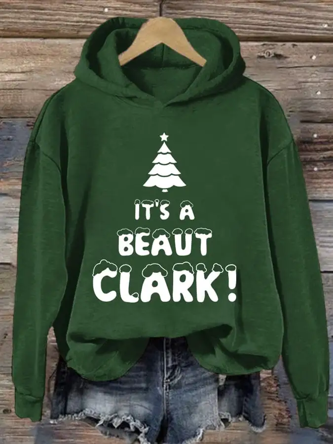 Women's It's A Beaut Clark Christmas Printed Casual Hoodie