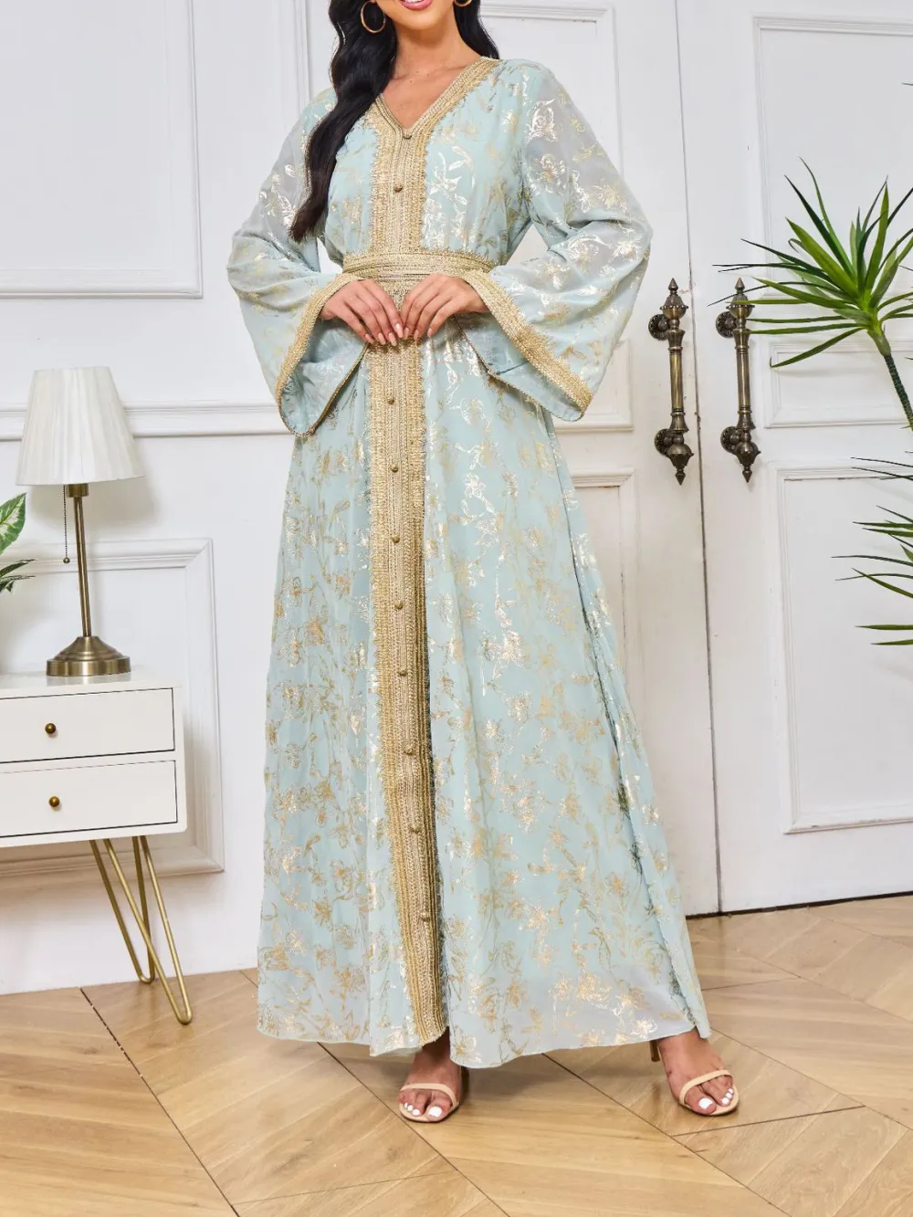 Floral bronzing fashion robe dress