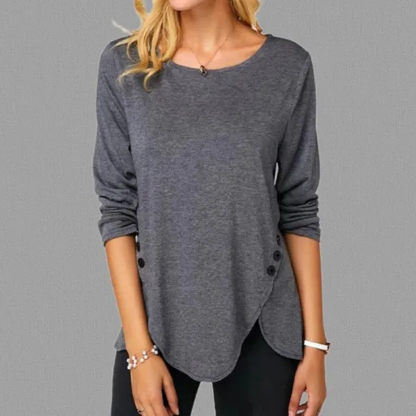 Casual Solid Color Irregular T-shirt