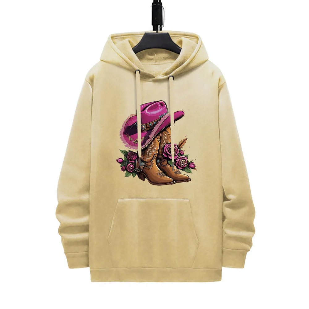 OWBOYS FLOWERS N BOOT PATTERN PRINTED HOODIE