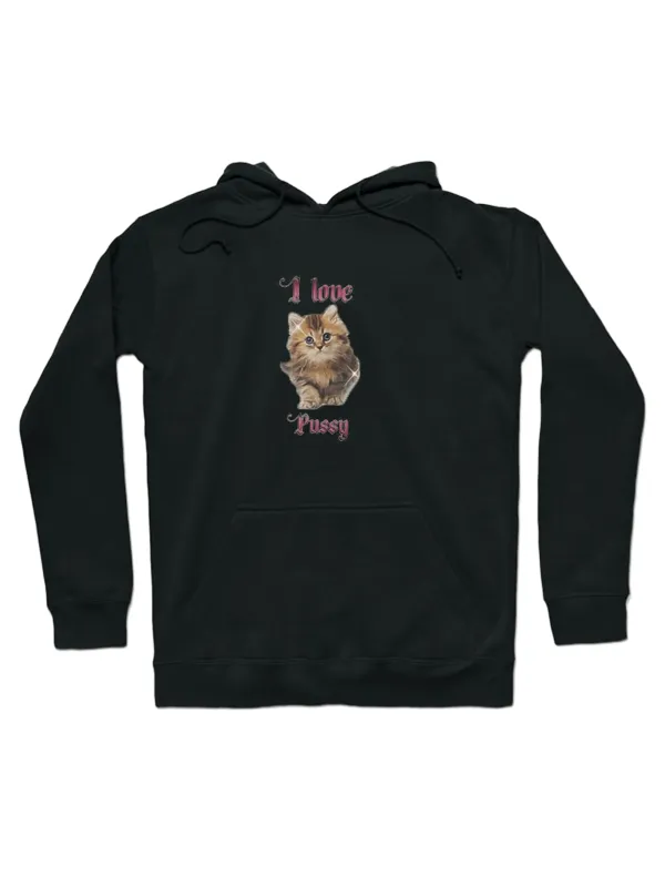 I Love Cats Pattern Printed Hoodie